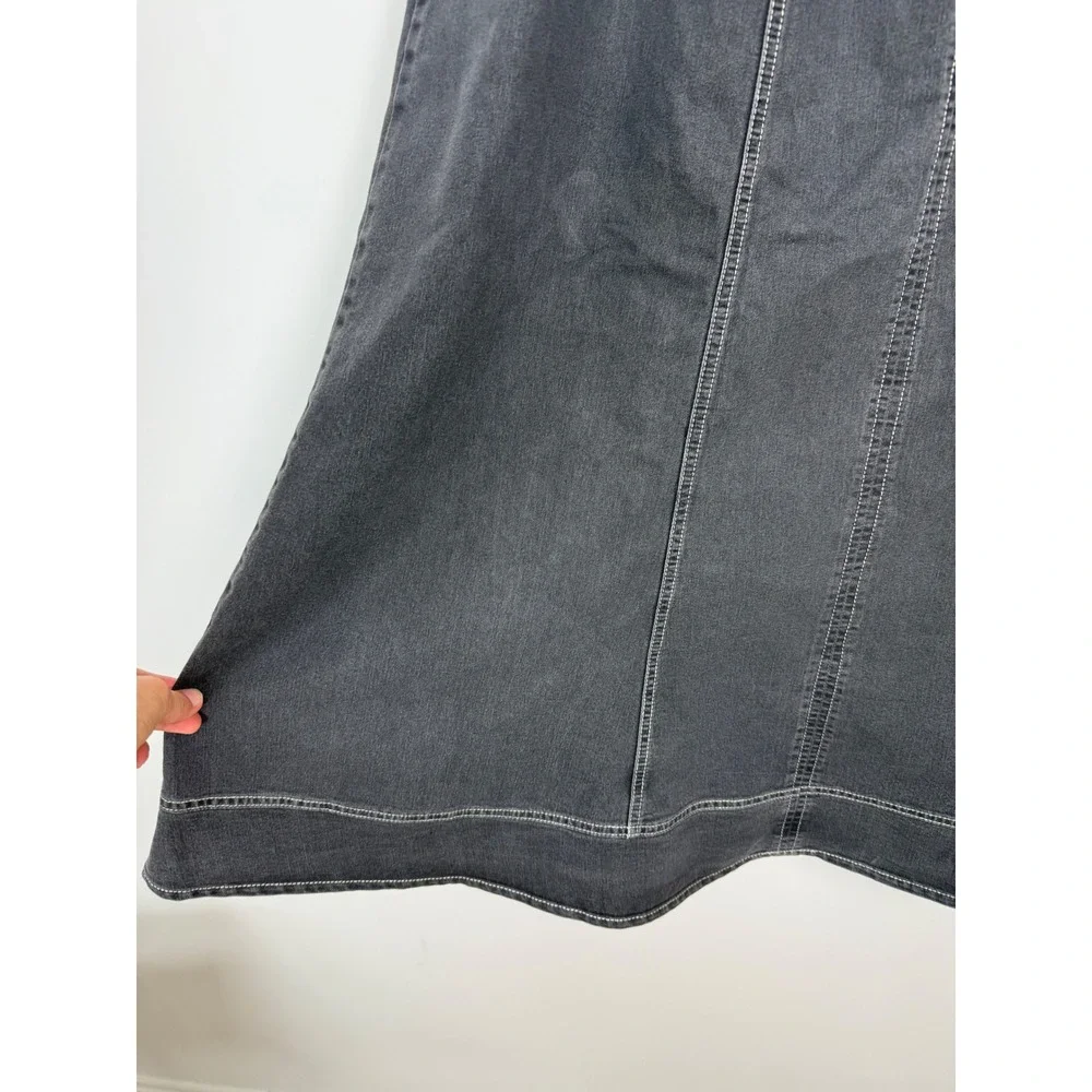 Cato Woman Gray Denim Midi Skirt Plus Size 20W Paneled A-Line Contrast Stitch